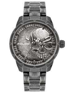 Police Armbanduhr Antik-Look Totenkopf Edelstahl Uhr PL15715JSQU.78M