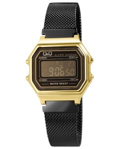 Digital Armbanduhr Q&Q Uhr Meshband schwarz M173J028Y