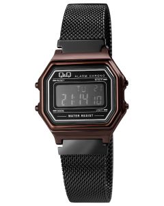Digital Armbanduhr Q&Q Uhr Meshband schwarz M173J029Y