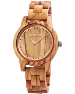 Damen Uhr Holzuhr Armbanduhr hellbraun Raptor